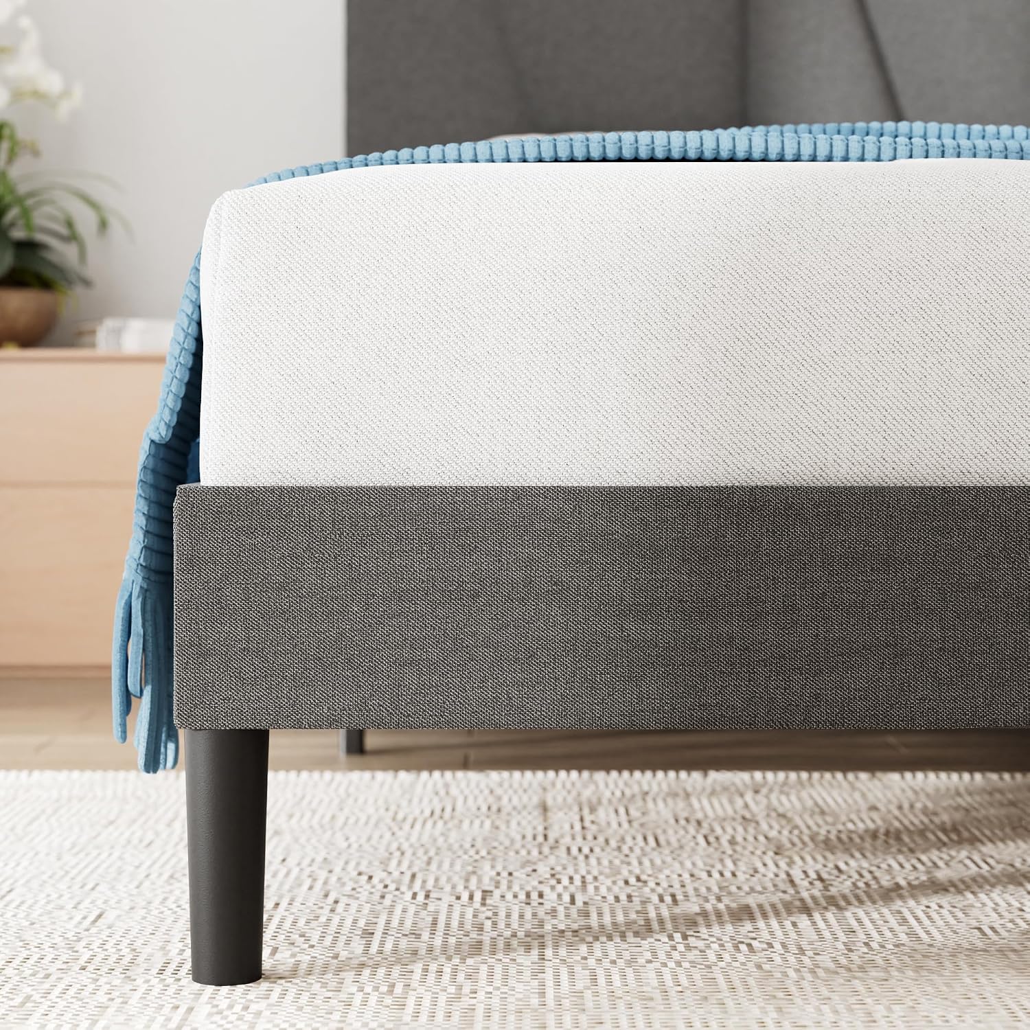 Thumbnail 6 de Zinus Maya Double Bed Frame with Headboard - 4ft6 (135 x 190 cm) in Dark Grey