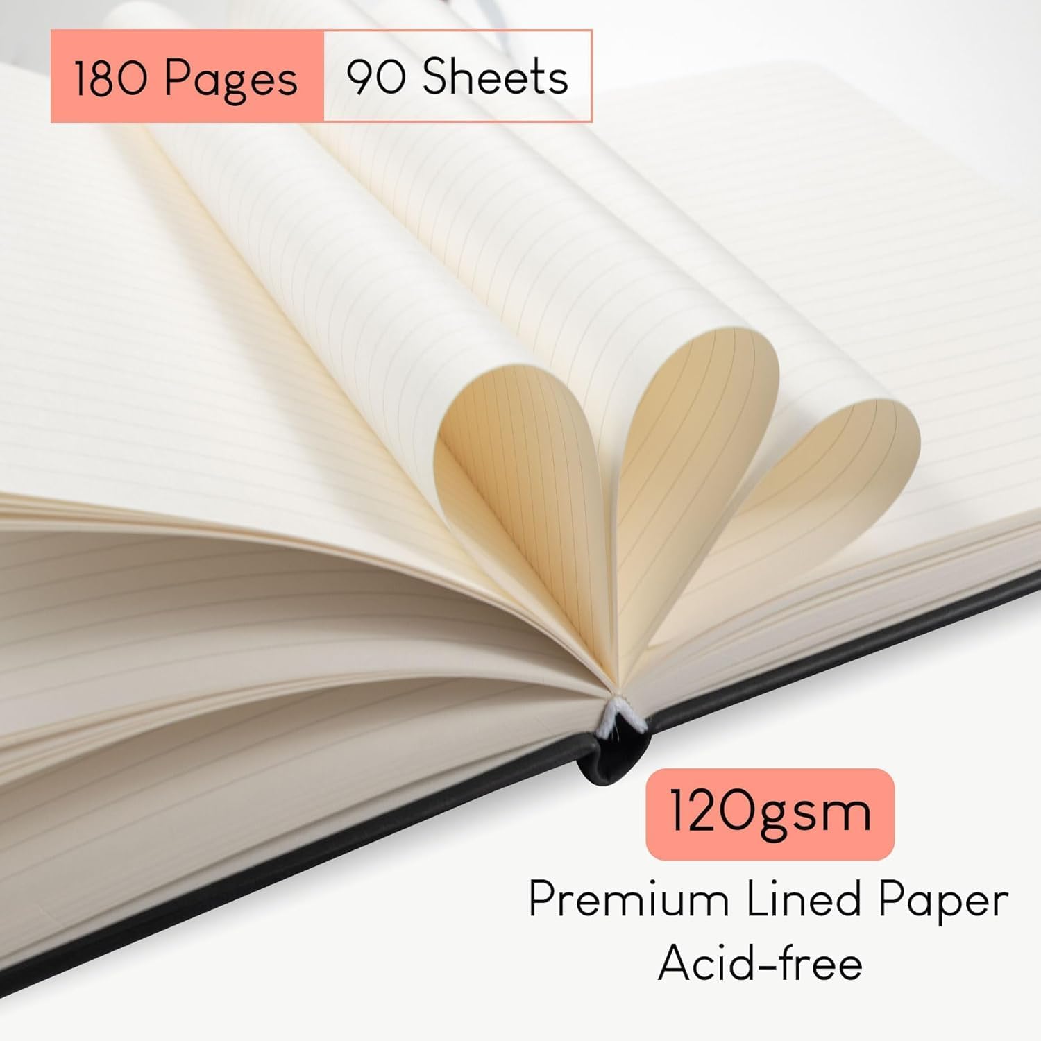 Detalle de STATIONERY ISLAND Notizbuch A5 Liniert – Hardcover, 180 Seiten, 120 g/m²