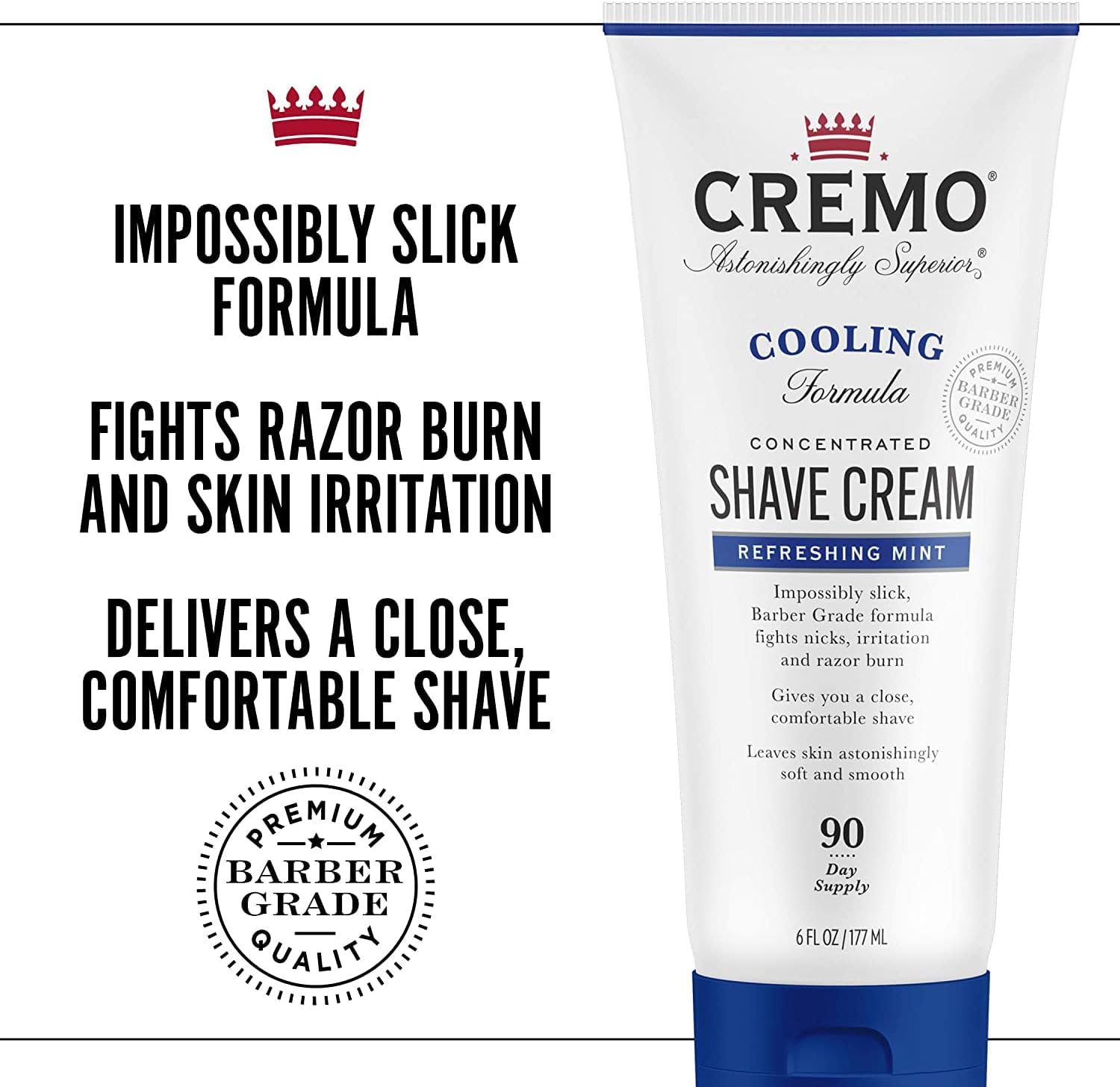 Detalle de CREMO Cooling Concentrated Shave Cream for Men 177ml – Razor Burn Fighter with Macadamia & Menthol