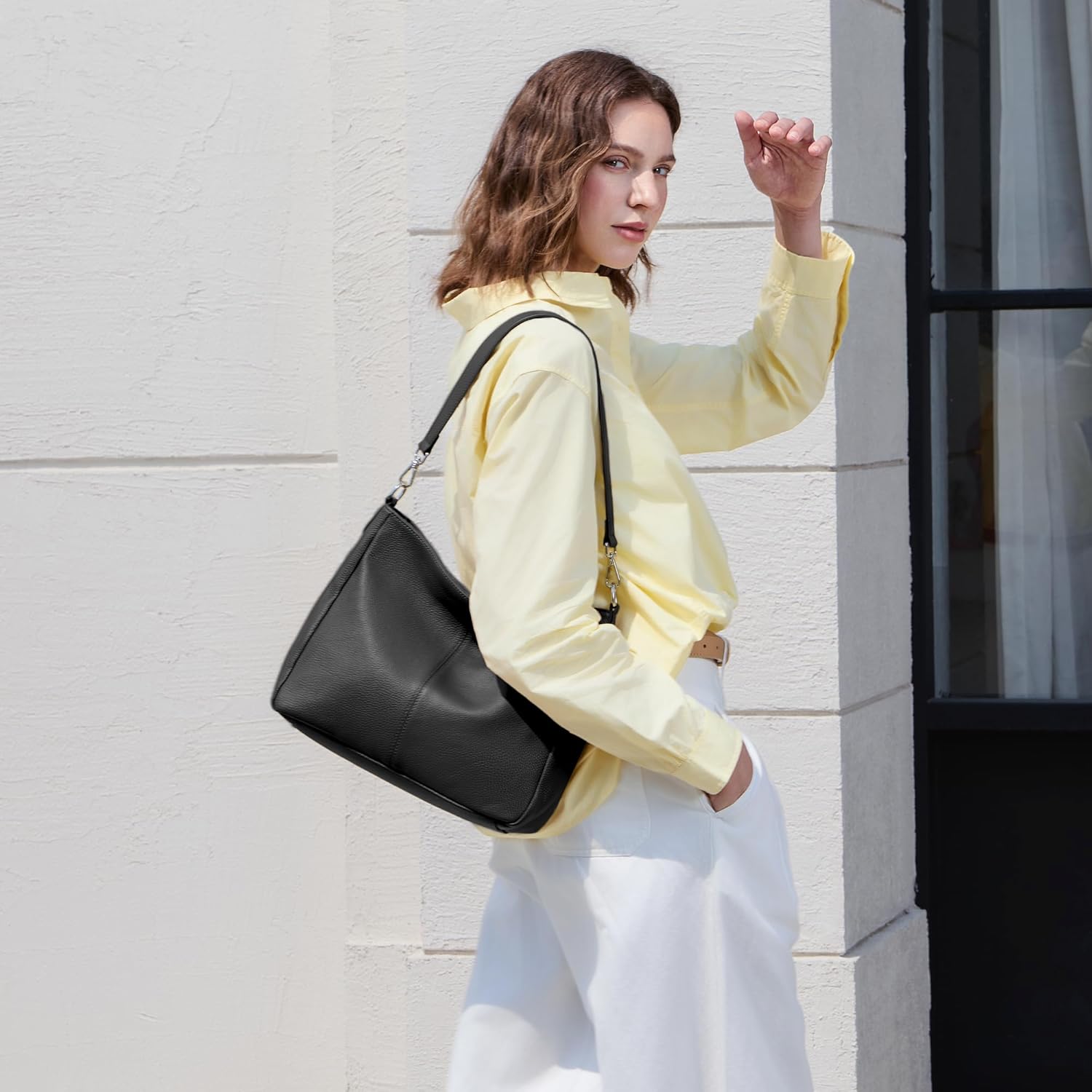 Thumbnail 1 de befen Damen Handtasche aus echtem Leder – Henkeltasche/Shopper im Hobo-Stil