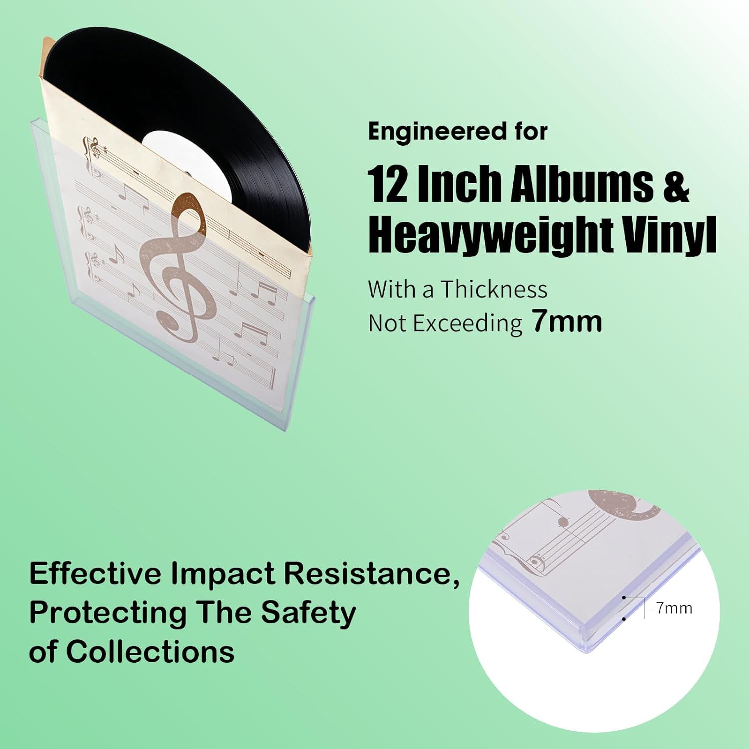 Thumbnail 4 de 5-Pack 12-Inch Vinyl Record Toploader - 7mm Rigid PVC Outer Sleeves