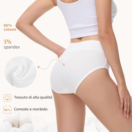 Detalle de NUOZA Slip Donna Cotone Post Parto – Pacco da 5 Mutande Vita Alta, Traspiranti e Confortevoli