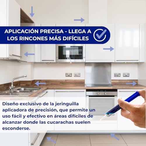 Detalle 2 de ANTICIMEX Pack 2 Gel Cucarachas 20 g | Jeringa de Alta Eficacia para Eliminar Colonias