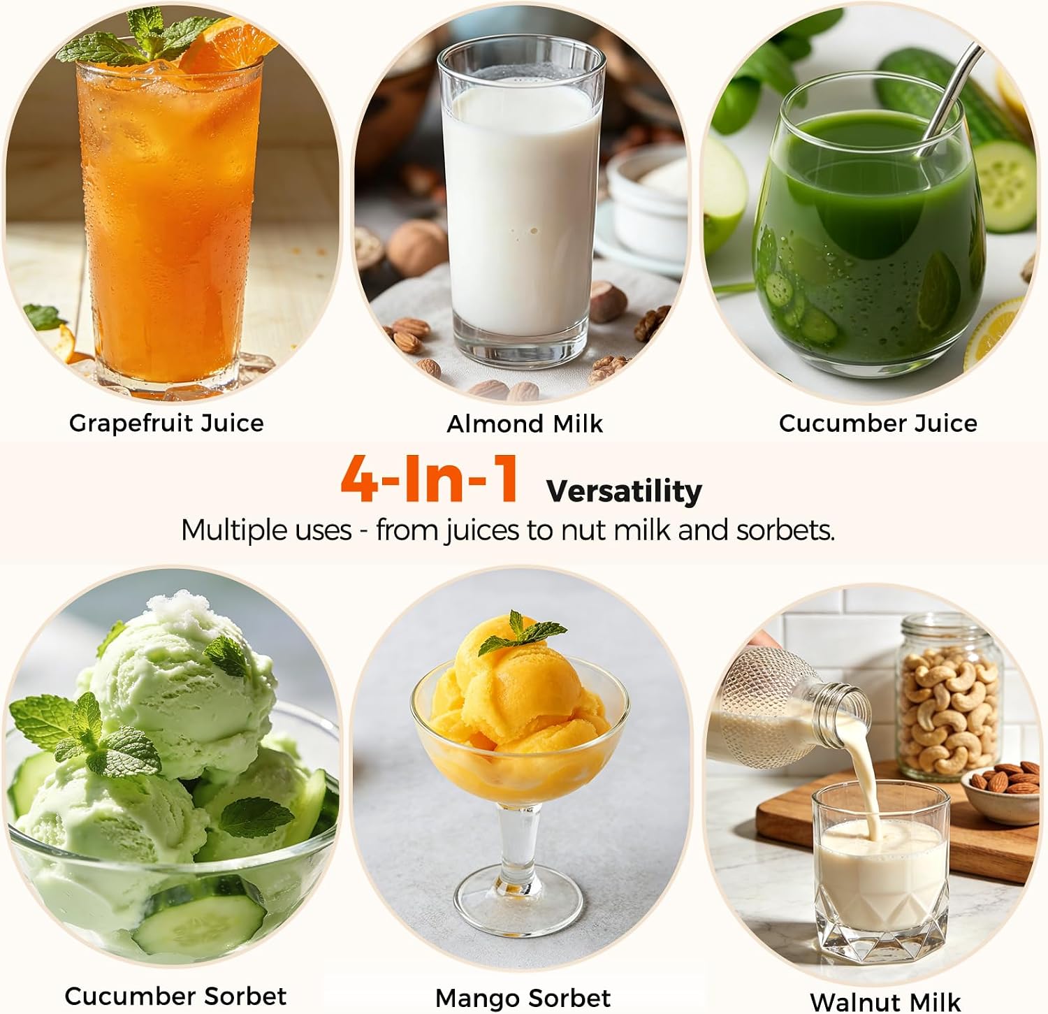 Thumbnail 4 de Juicer Machine, 4-In-1 Cold Press Juicer with Smart Touch Controls