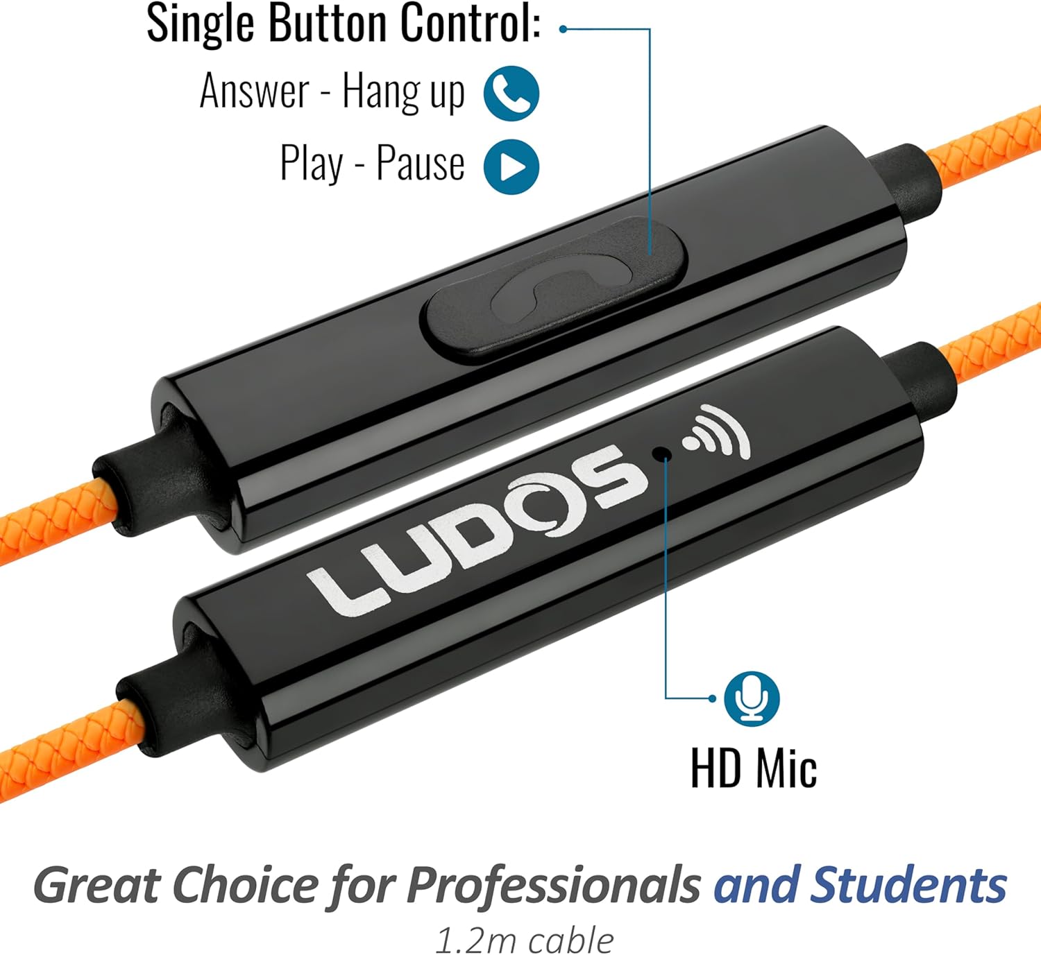 Thumbnail 5 de Ludos CLAMOR wired in-ear earbuds with microphone – memory foam noise-isolating buds (5-year warranty) – Red