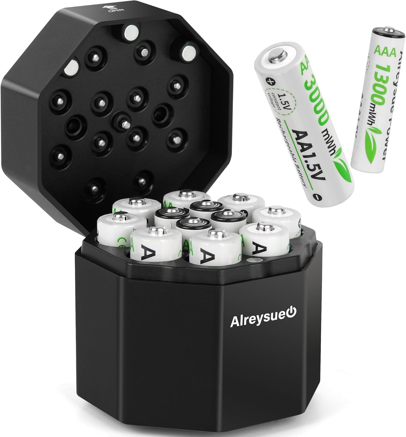 Detalle de 12Pack Rechargeable AA & AAA Battery Pack with Charger Startion (8x AA + 4x AAA)