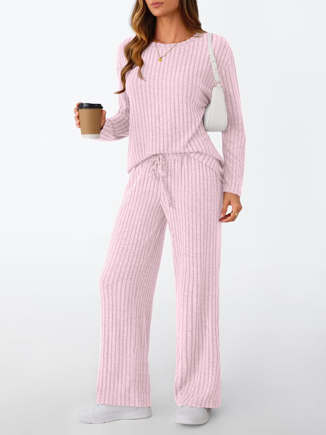 Detalle de LILLUSORY Women's Lounge Set, Ribbed Knit