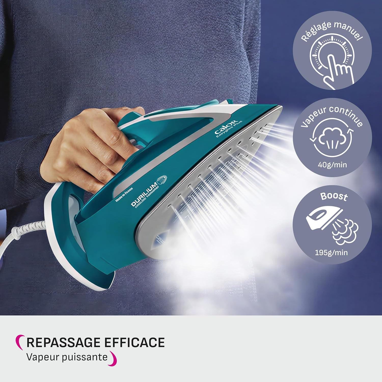 Thumbnail 2 de Calor Easygliss Plus FV5719C0 — fer à repasser vapeur 2500 W, semelle Durilium Airglide