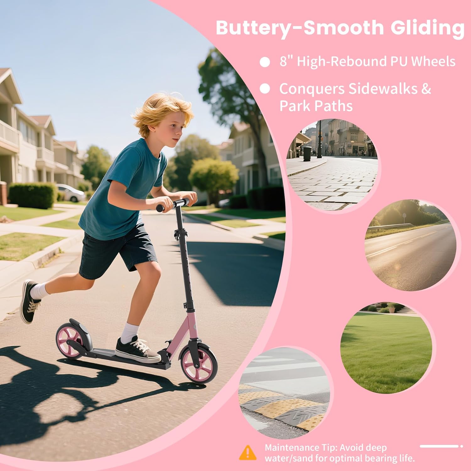 Detalle 2 de Commugo Kick Scooter for Kids 5-12, Teens & Adults (CPSC Certified, Foldable, 8-Inch Wheels)