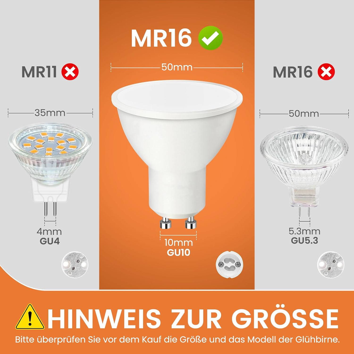 Detalle de ALUSSO GU10 LED Lampe, 5W, 6000K kaltweiß, 400 lm – 4er Pack