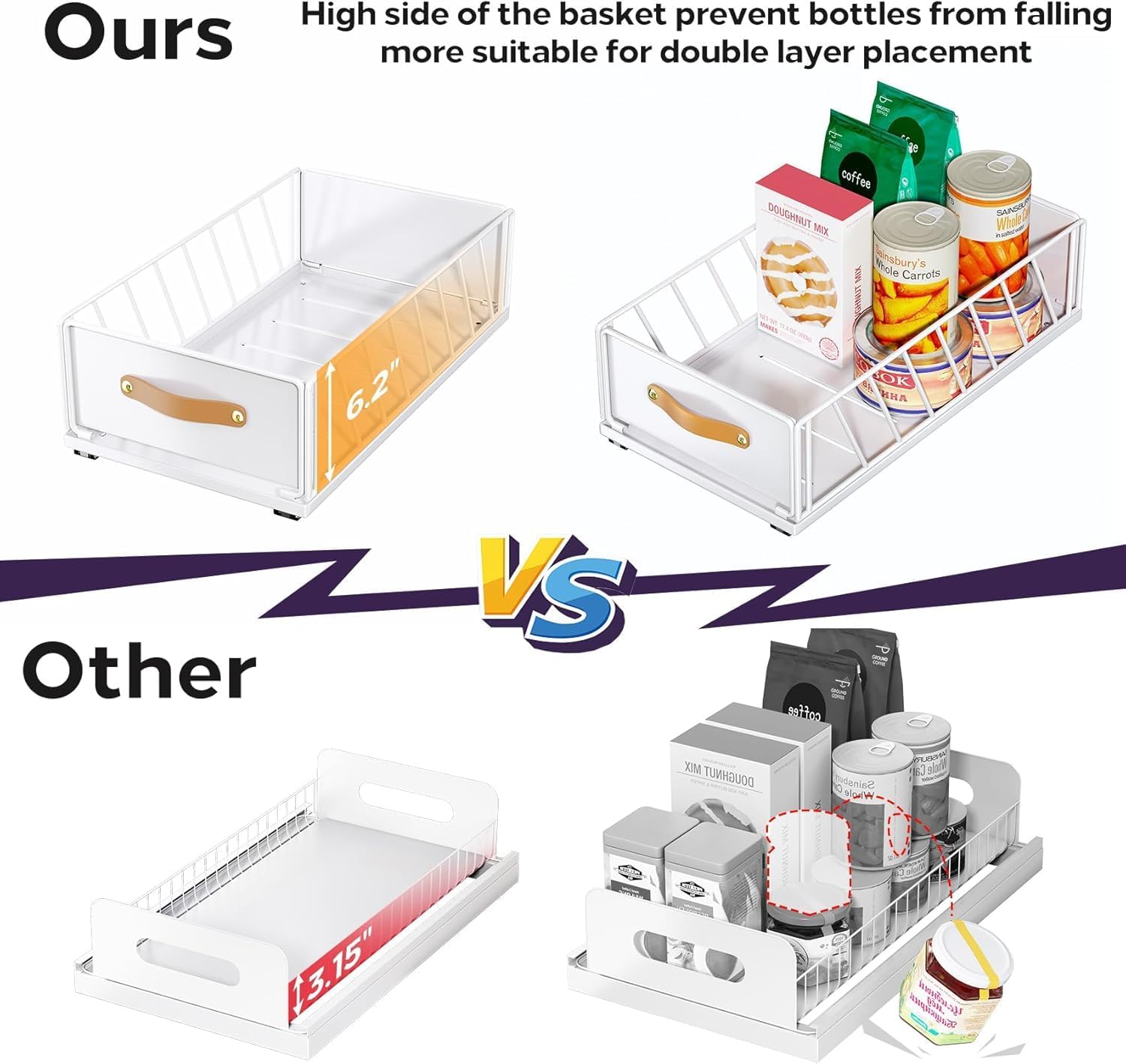 Thumbnail 4 de Pull out Cabinet Organizer with Adhesive Nano Film