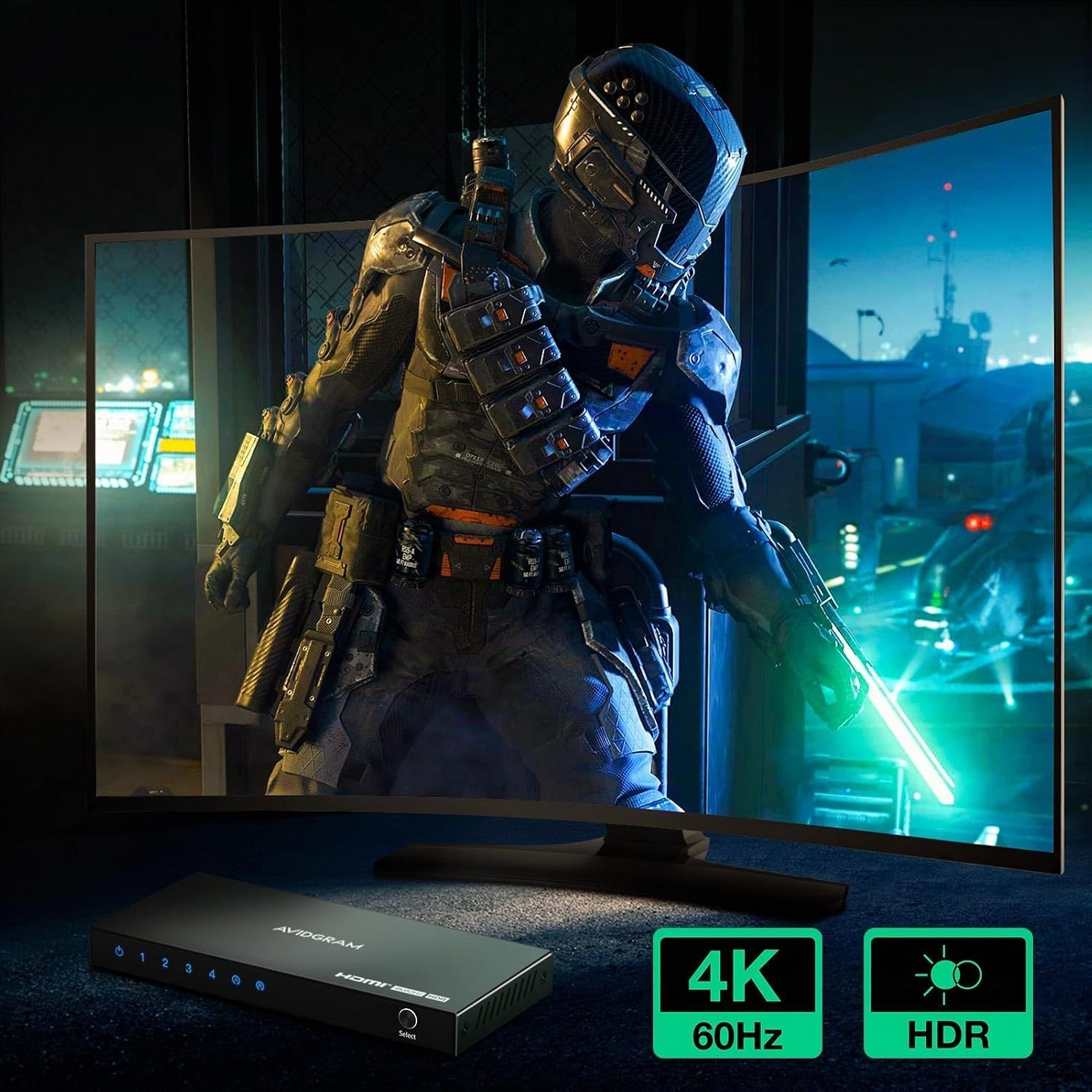 Detalle 2 de AVIDGRAM HDMI 2.0 Umschalter 4x1 4K 60Hz