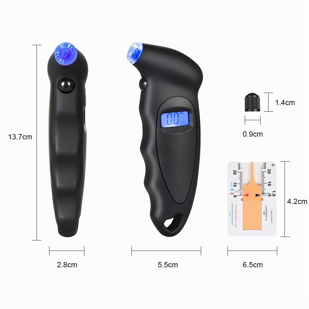 Detalle de URAQT Manometro Pneumatici Digitale: Party di precisione e LED per controllare pressioni su auto, moto e scooter