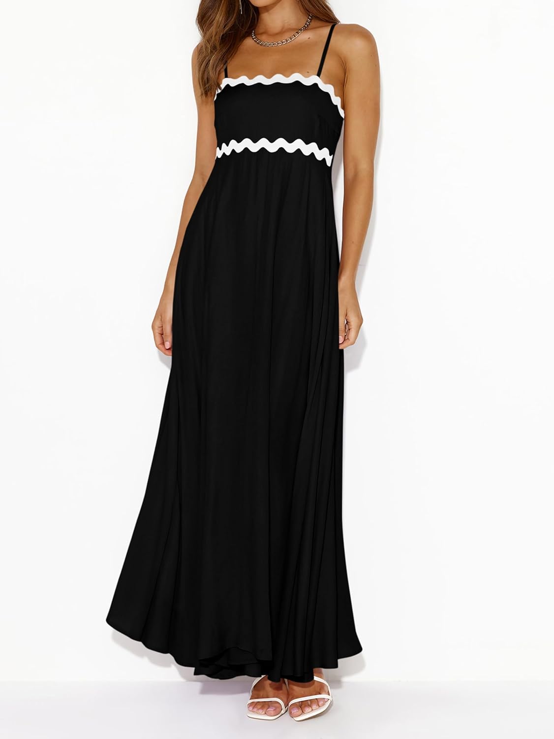 Detalle de PRETTYGARDEN Womens Spaghetti Strap Maxi Dress: Boho Summer Comfort and Flowy Style