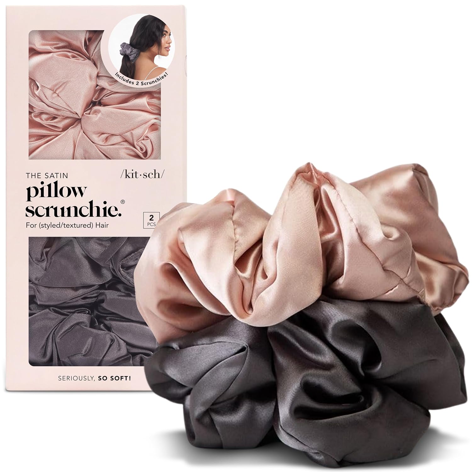 Detalle de Kitsch Satin Hair Scrunchies 2pc โ satin scrunchie ๐