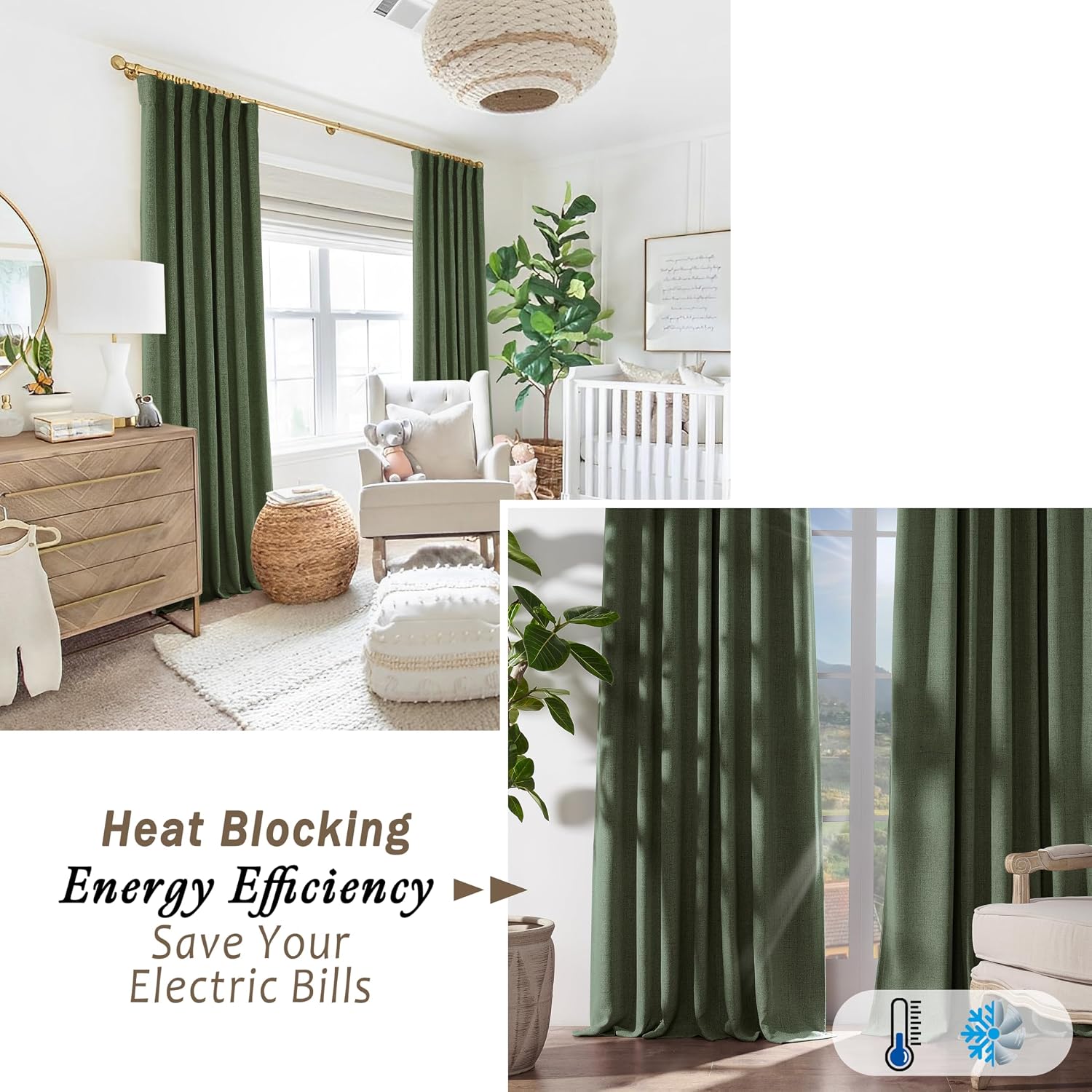 Thumbnail 6 de PANELSBURG 102 Inch Olive Green Blackout Curtains 🪟