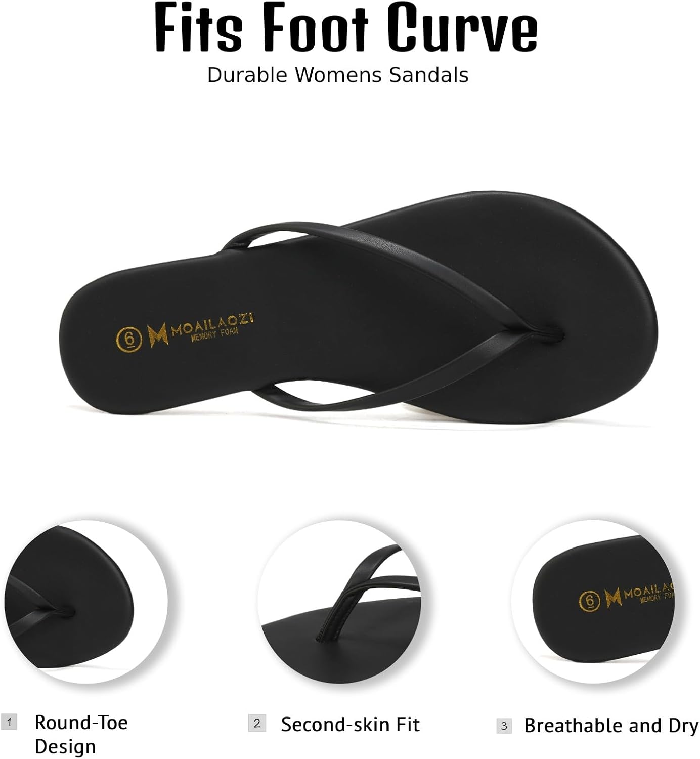 Detalle 2 de MOAILAOZI Women's Leather Flip-Flops