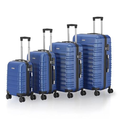 Detalle de Juskys Ensemble de valises rigides 4 pièces – Bleu, serrure à combinaison et roulettes silencieuses