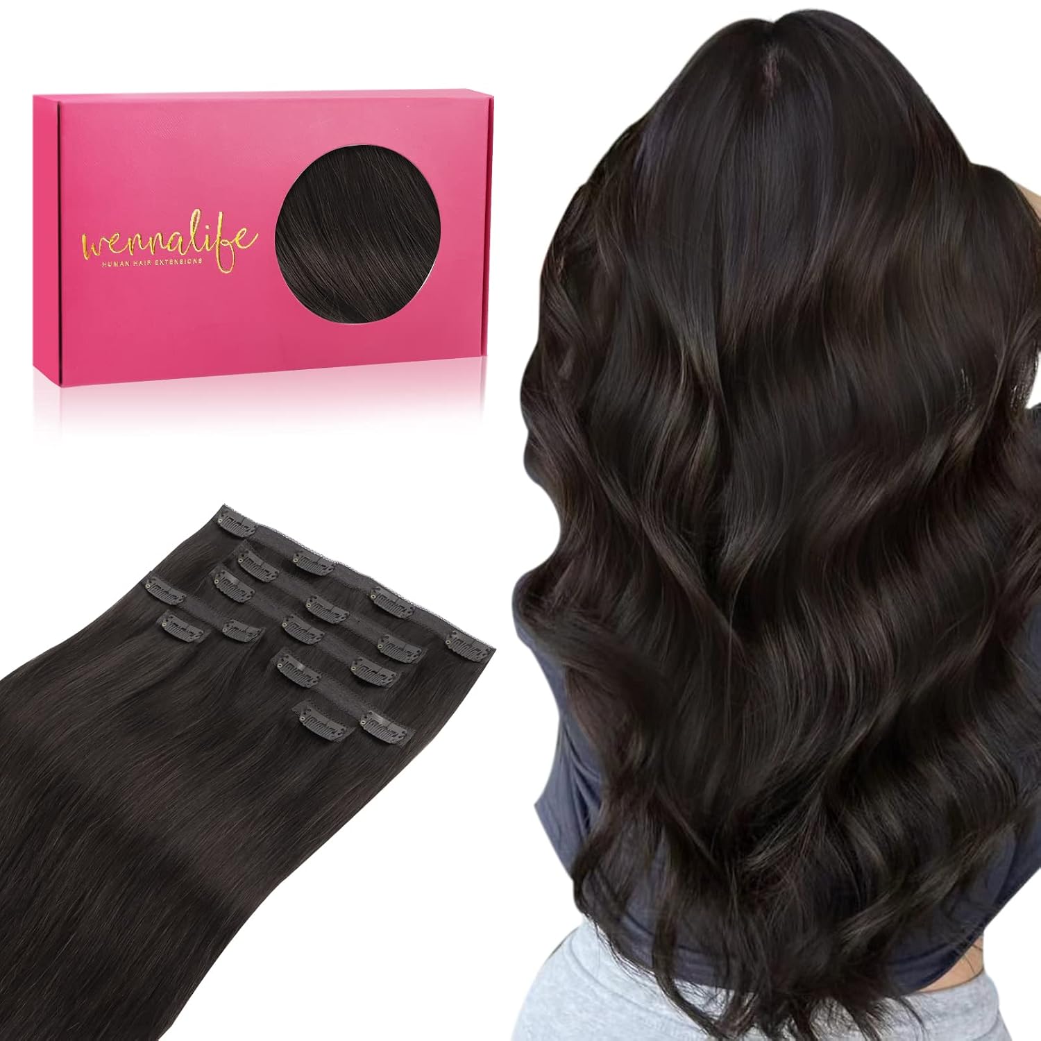 Detalle de WENNALIFE Clip-In Hair Extensions, 14-Inch