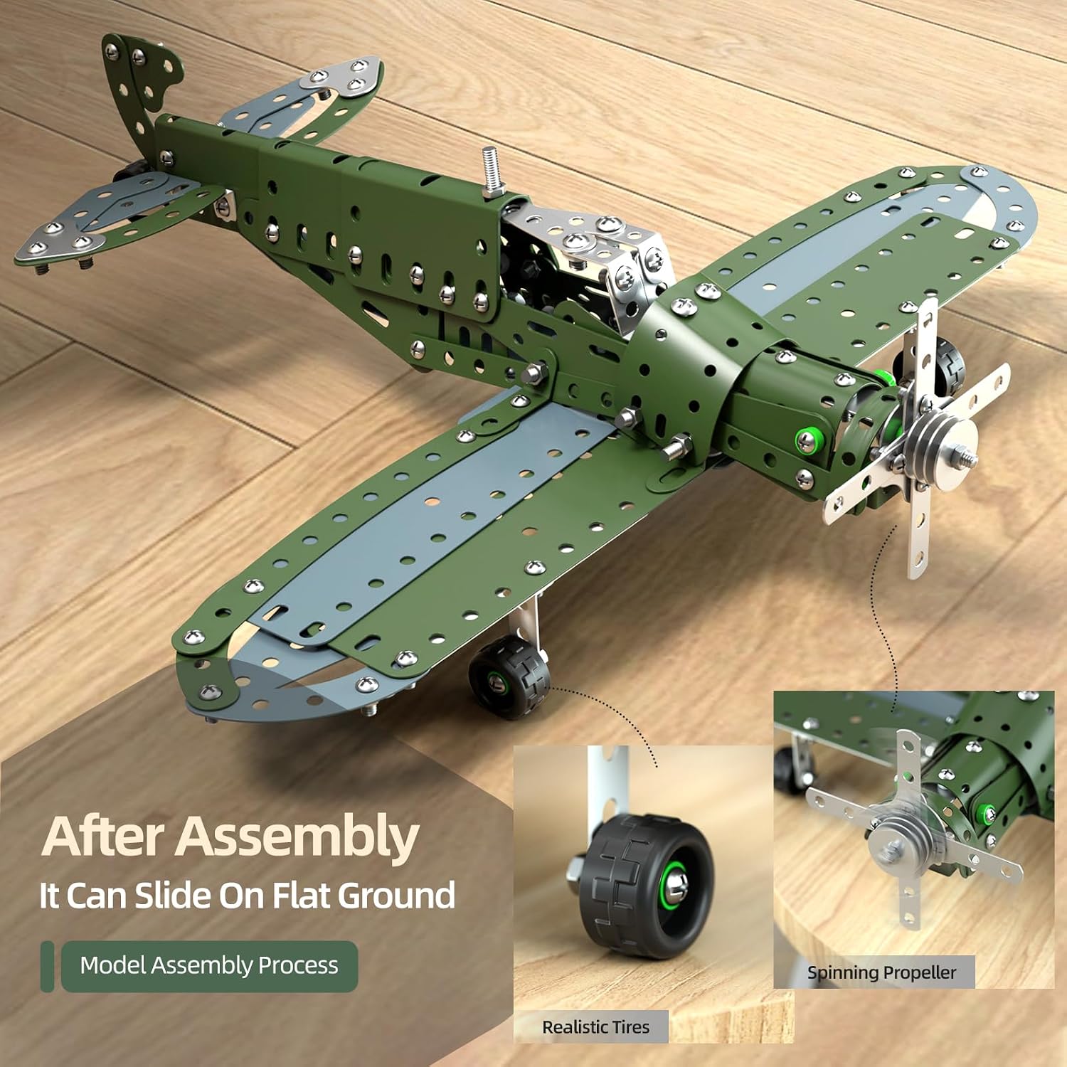 Detalle 2 de Metal Airplane STEM Building Kit, 285 Pieces