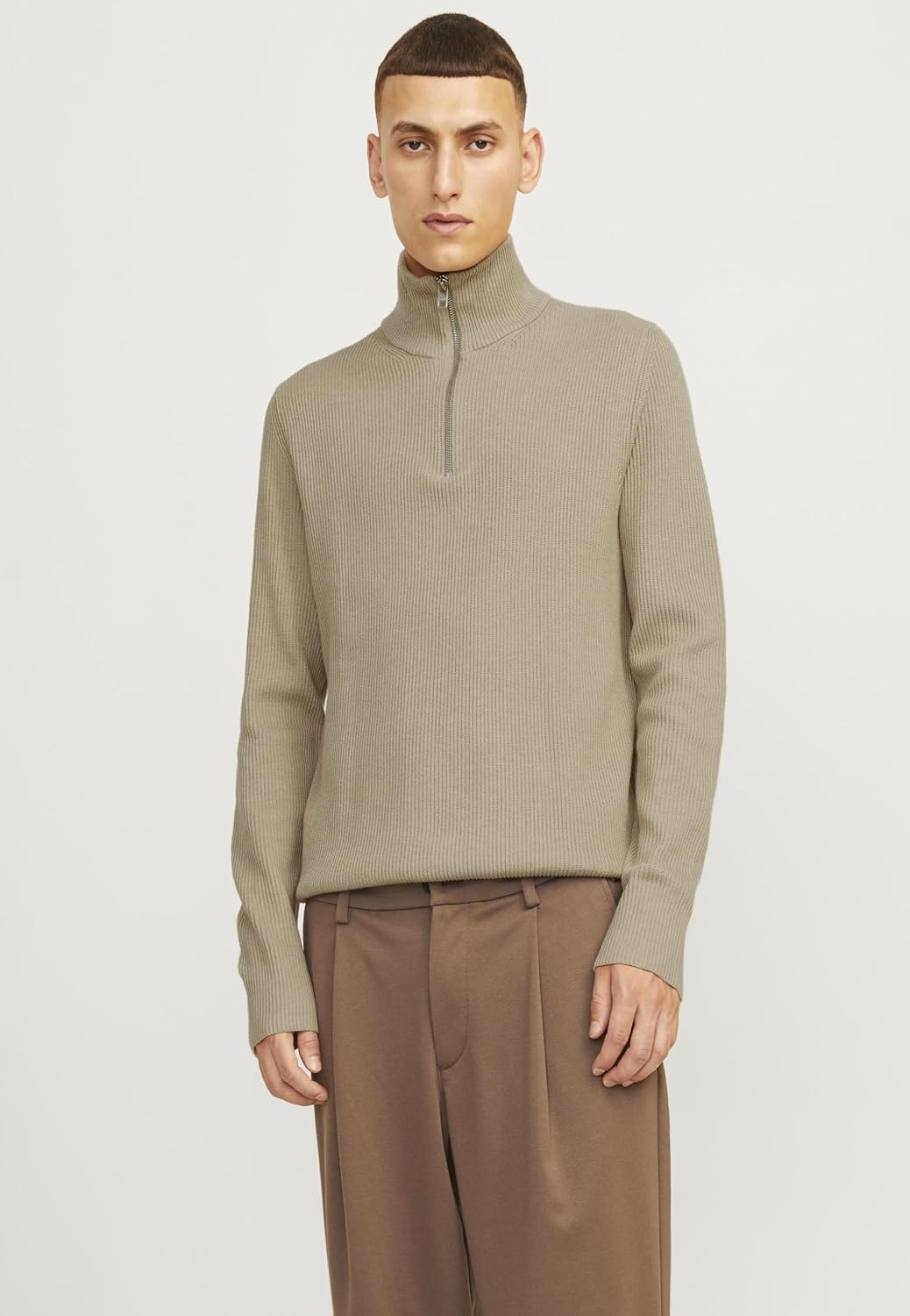 Detalle de JACK & JONES Men's Quarter Zip Knit Cardigan