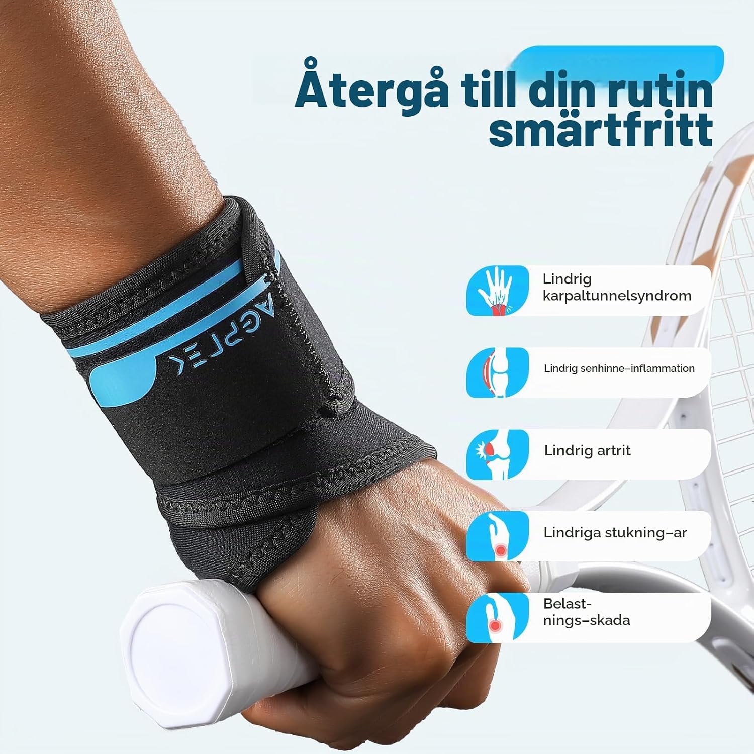 Detalle 2 de AGPTEK handledsstöd med justerbar kompression och ventilerande material, 2-pack