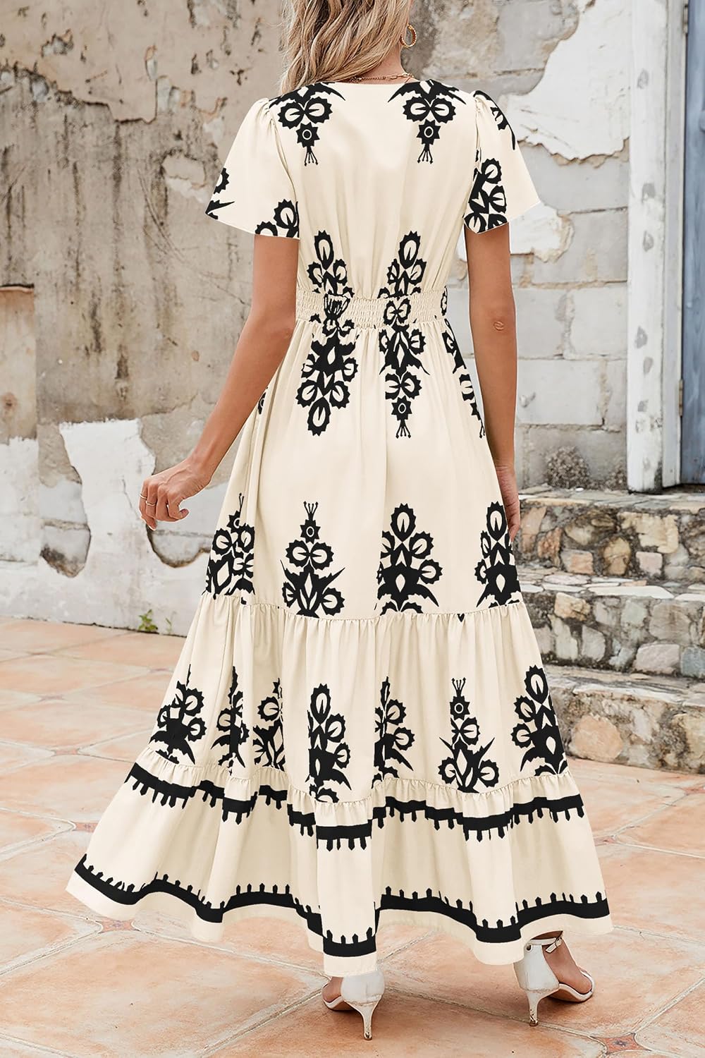 Detalle 2 de PRETTYGARDEN Women's 2026 Summer Casual V-Neck Boho Maxi Dress with Pockets