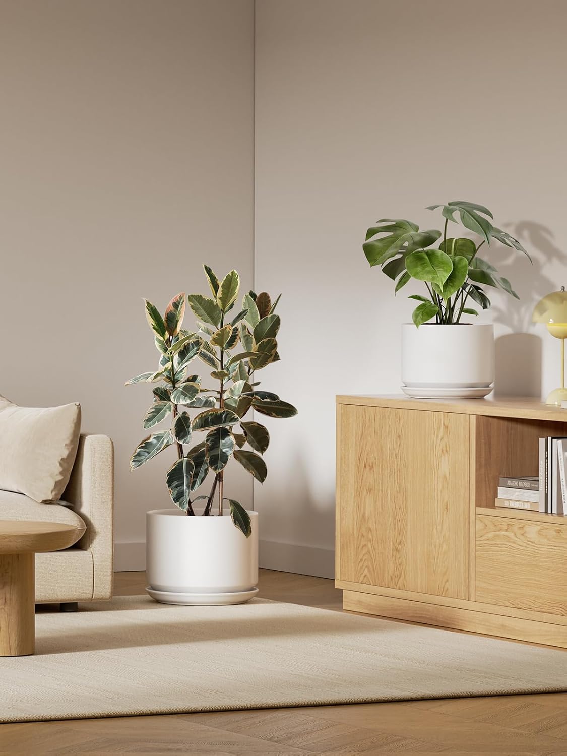 Thumbnail 2 de LE TAUCI 30 cm Plant Pot — Large White Ceramic Planter with Drainage for Indoors