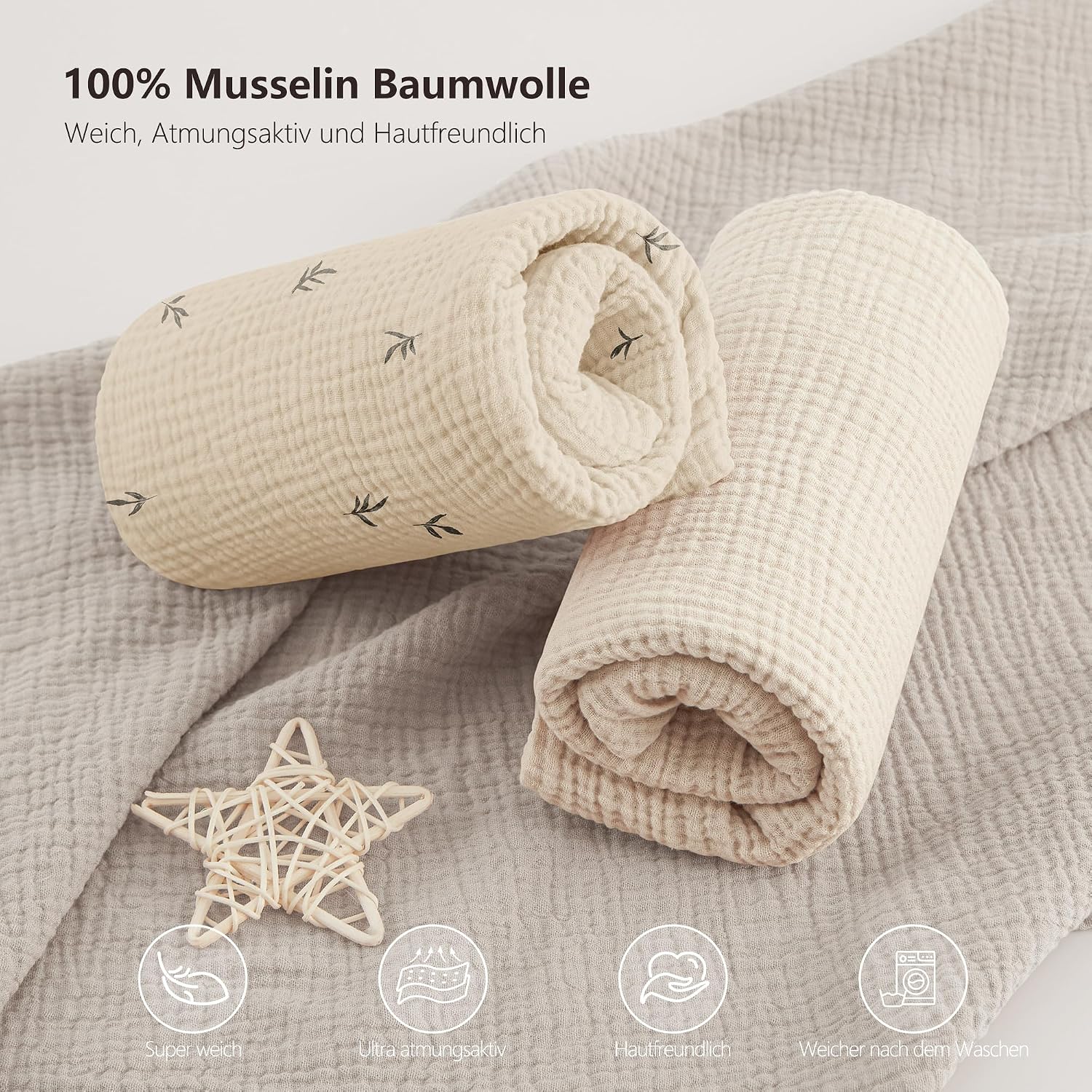 Thumbnail 1 de Baremoss Musselin Spannbettlaken-Set 2