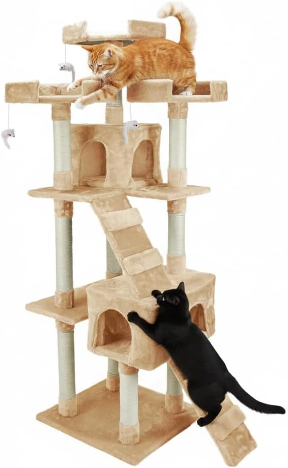 Detalle de AQPET Manhattan – drapak dla kota 170 cm z sizalem, dwoma domkami i trzema platformami