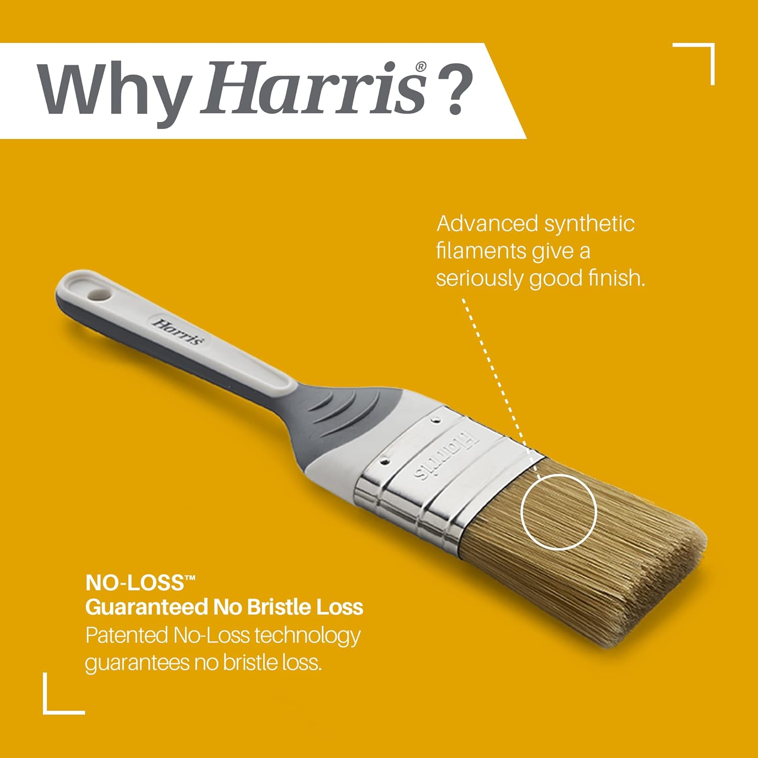 Detalle 2 de Harris Seriously Good Woodwork Stain & Varnish Paint Brushes (3-pack) – 1", 1.5" and 2" in Grey