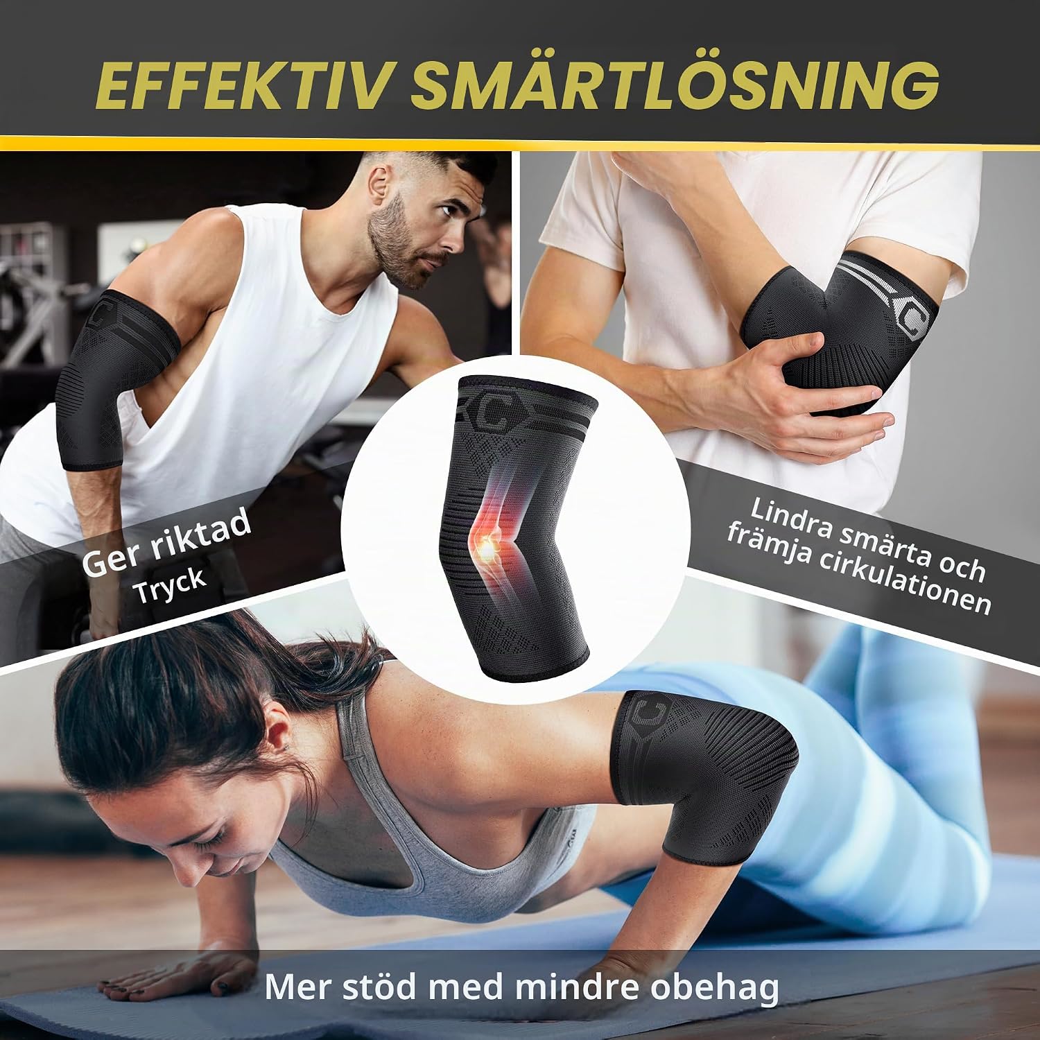 Thumbnail 6 de CAMBIVO NS12 armbågsbandage, 2-pack med kompression och halkfri passform
