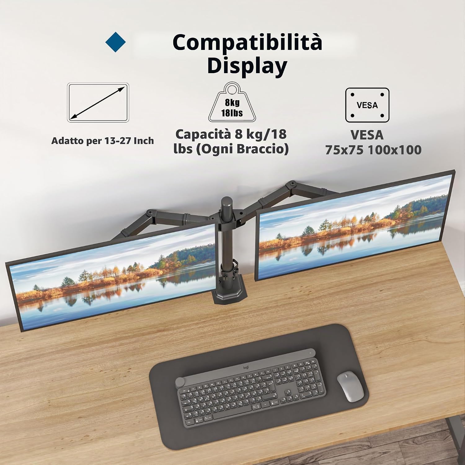 Thumbnail 1 de BONTEC Supporto Doppio Monitor 13–27" 8 kg