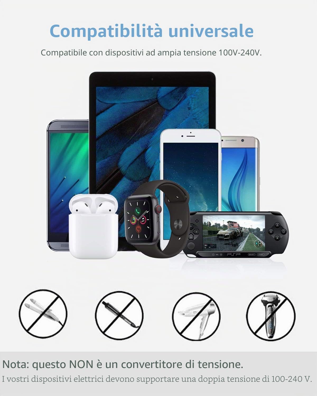 Thumbnail 5 de TESSAN Adattatore Universale da Viaggio 5 in 1: presa con 1× presa CA e 4× USB A