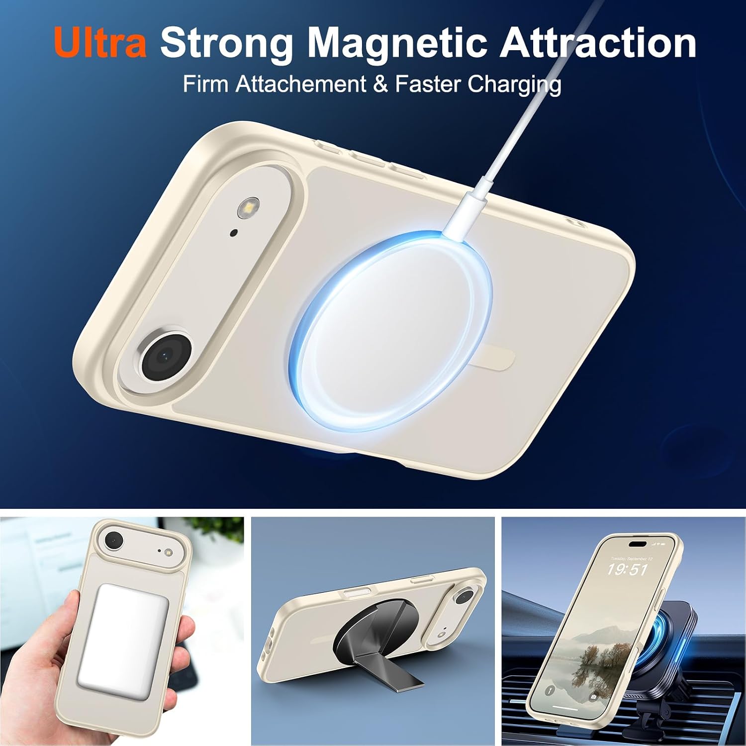 Thumbnail 4 de SUPFINE iPhone Air Case, Antique White Magnetic Matte TPU Cover