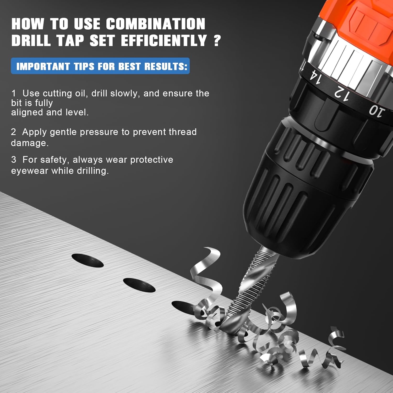 Thumbnail 4 de 6-teiliges Kombi-Bohrer & Gewindeschneider-Set M3–M10 (HSS) mit Rostschutzbeschichtung – für Metall, Holz & Kunststoff