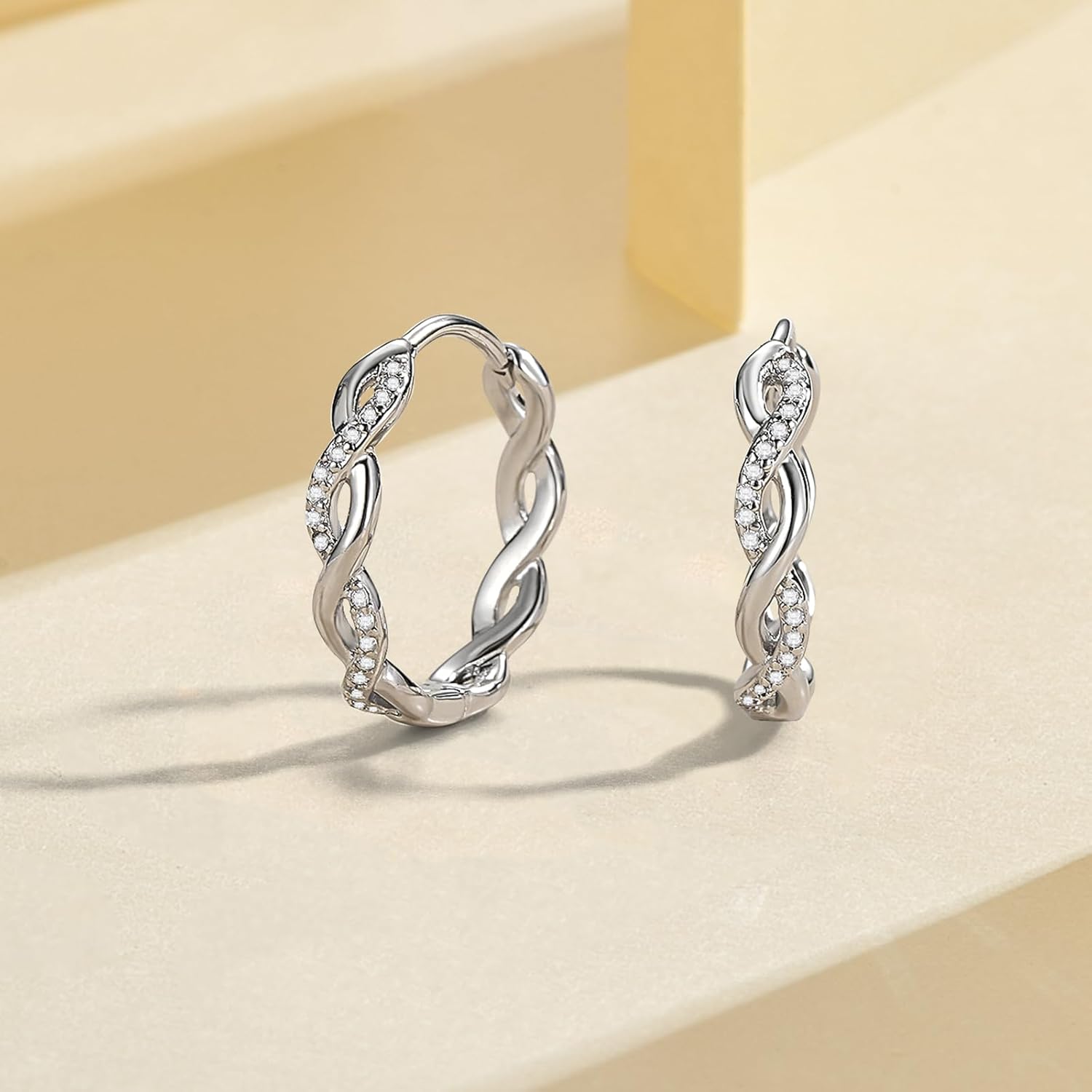 Thumbnail 2 de Deyanse Creolen Silber 925 mit Unendlichkeit, Herz & Stern sowie Zirkonia – kleine Sterlingsilber-Ohrschmuck in Geschenkbox