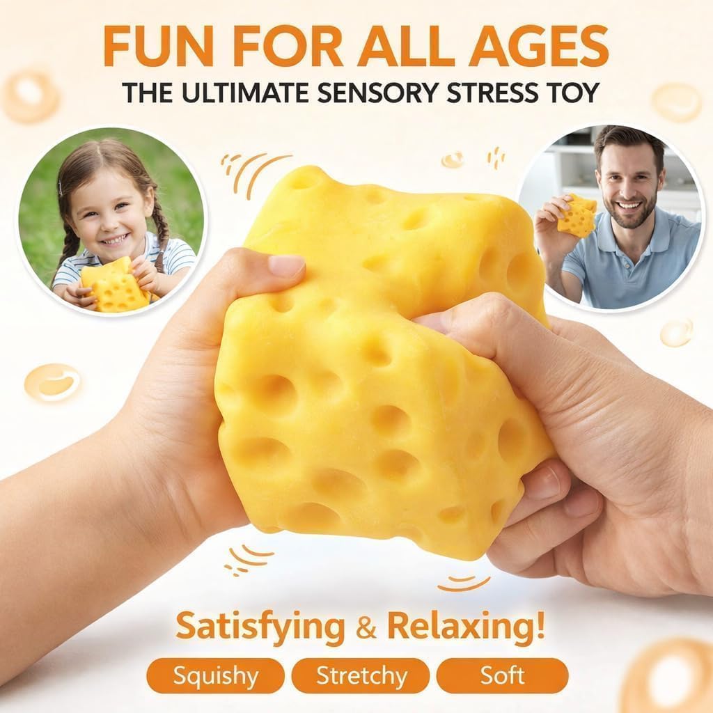 Detalle de Cheese Squishy Slow Rising – 2pcs Squeeze Yellow Cheese Block Stress Relievers