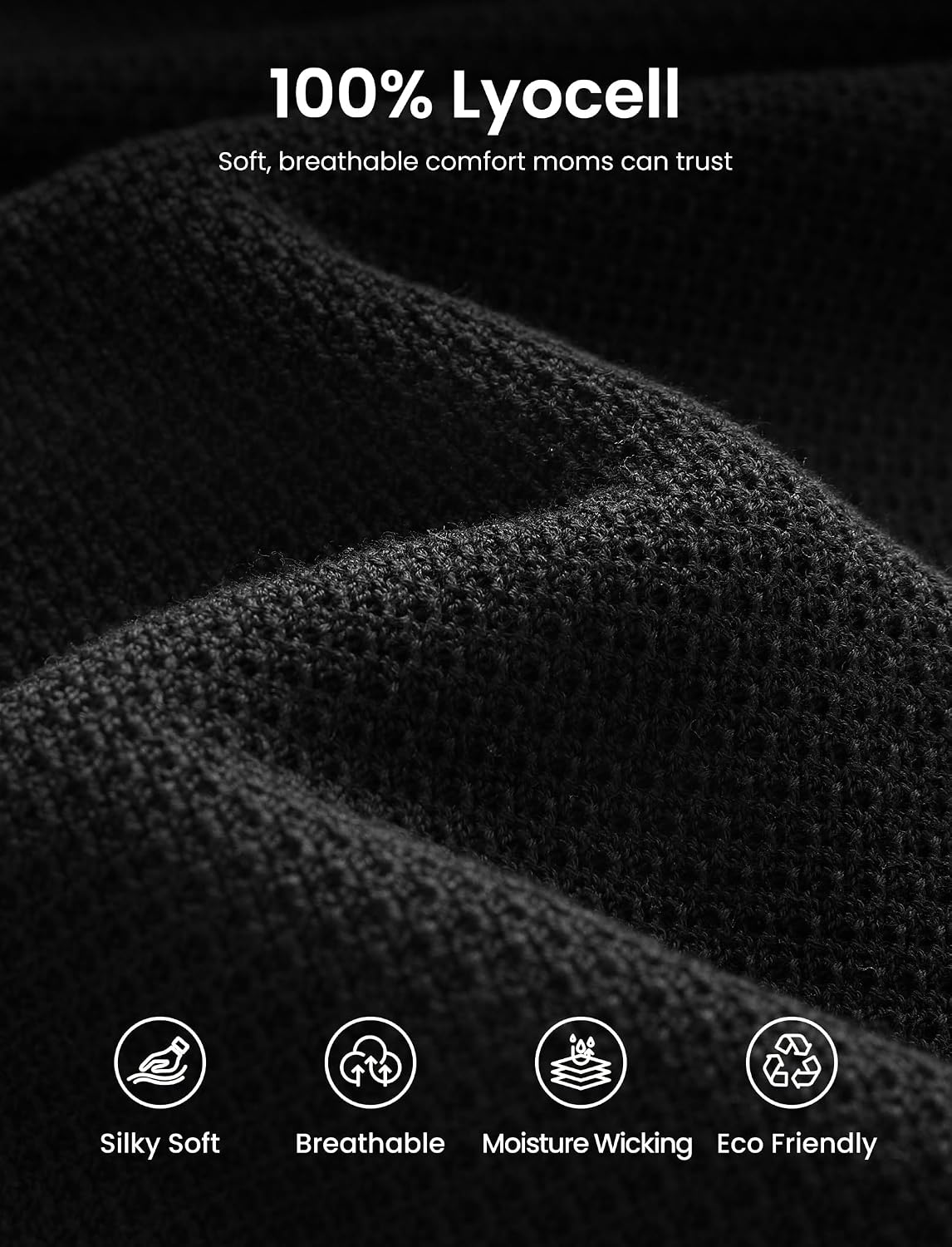 Detalle de PATPAT Mesh Nursing Cover, Breathable Knit Poncho, Black, 360° Coverage