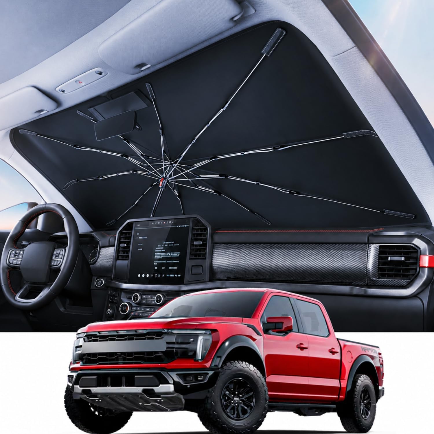 Imagen de REEVAA 2026 Upgraded Windshield Sun Shade Umbrella for Pickup Trucks & Full SUVs en OfertitasTOP