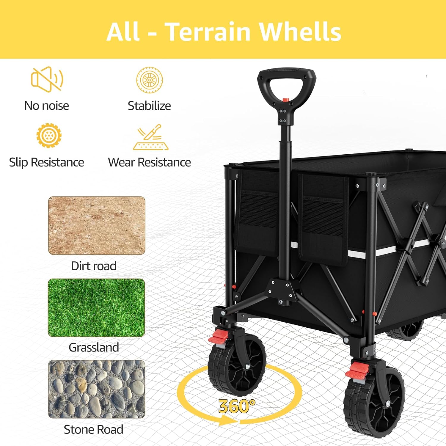 Detalle de ROSONG ZW001 150L Collapsible Wagon Cart, 350-lb Capacity, Folding Design