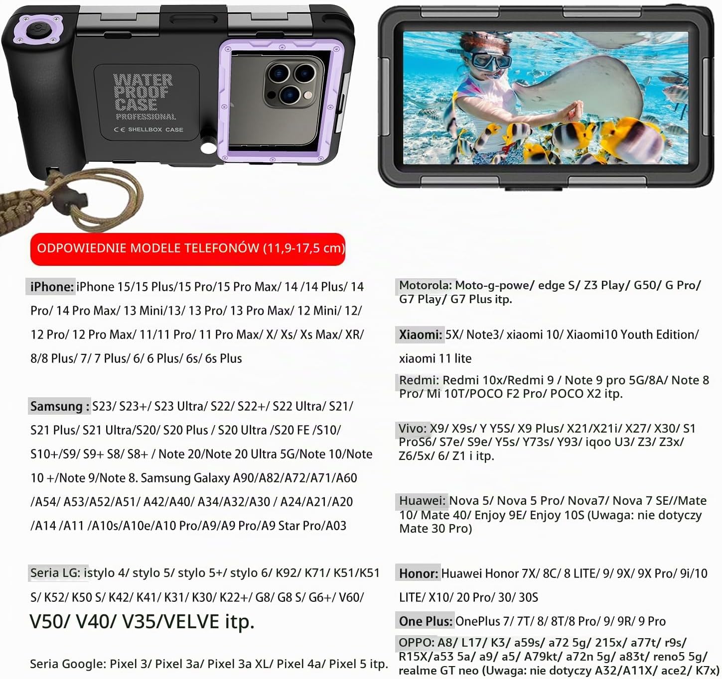 Thumbnail 4 de Djuiofdja etui do nurkowania na telefon, IP68, do 15 m, z regulowanym paskiem