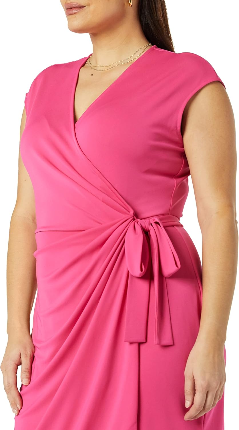 Detalle de Amazon Essentials Damen Wickelkleid mit Flügelärmeln (klassische Passform, erhältlich auch in Übergrößen)