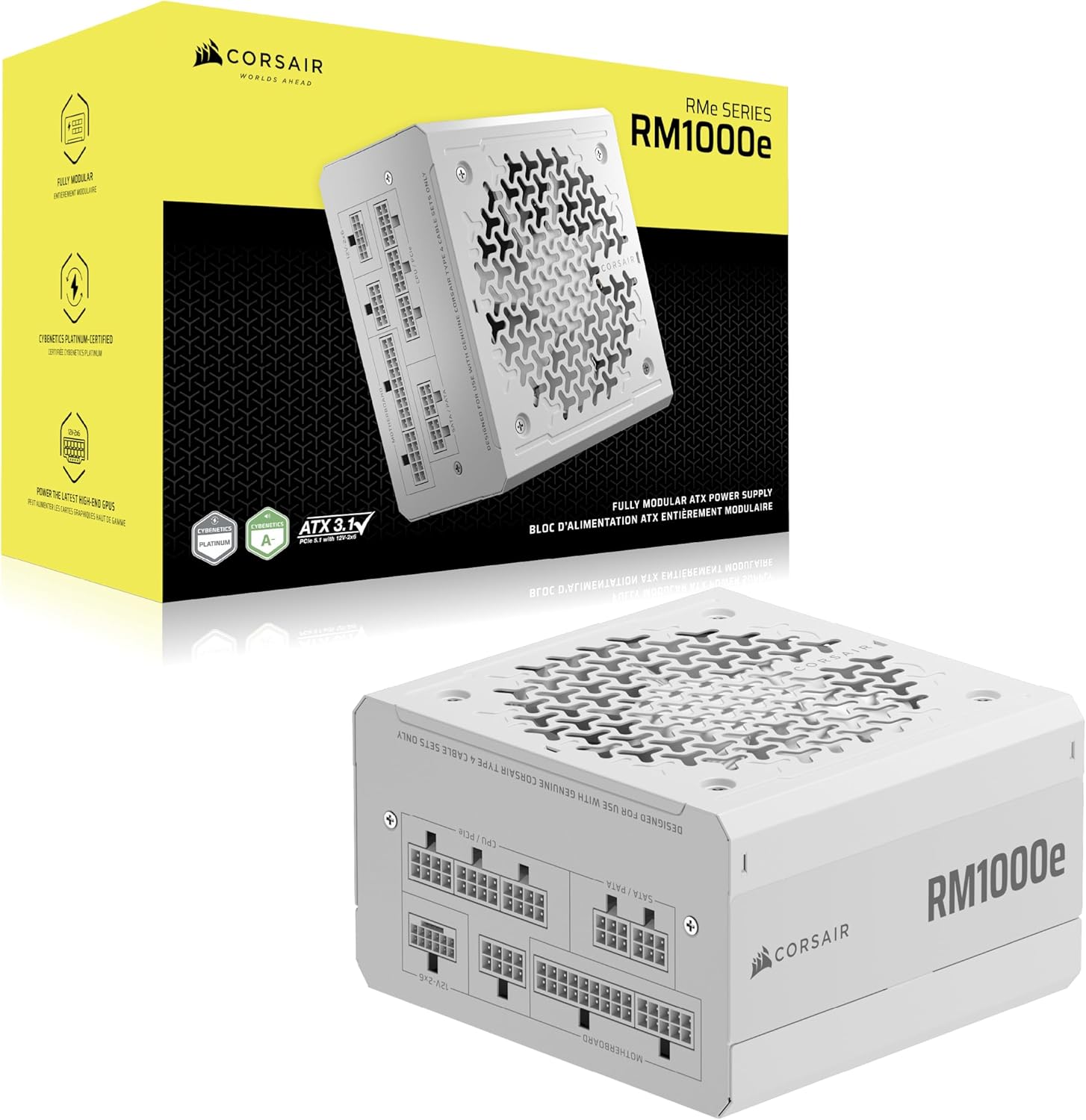 Thumbnail 6 de CORSAIR RM1000e (2025) alimentatore ATX 1000W completamente modulare, bianco, compatibile ATX 3.1 e PCIe 5.1