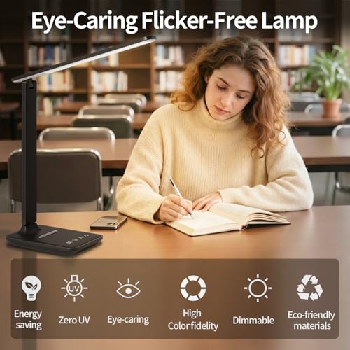 Detalle de UPXNBOR LED Desk Lamp: Eye-Caring, Adjustable Office Reading Light