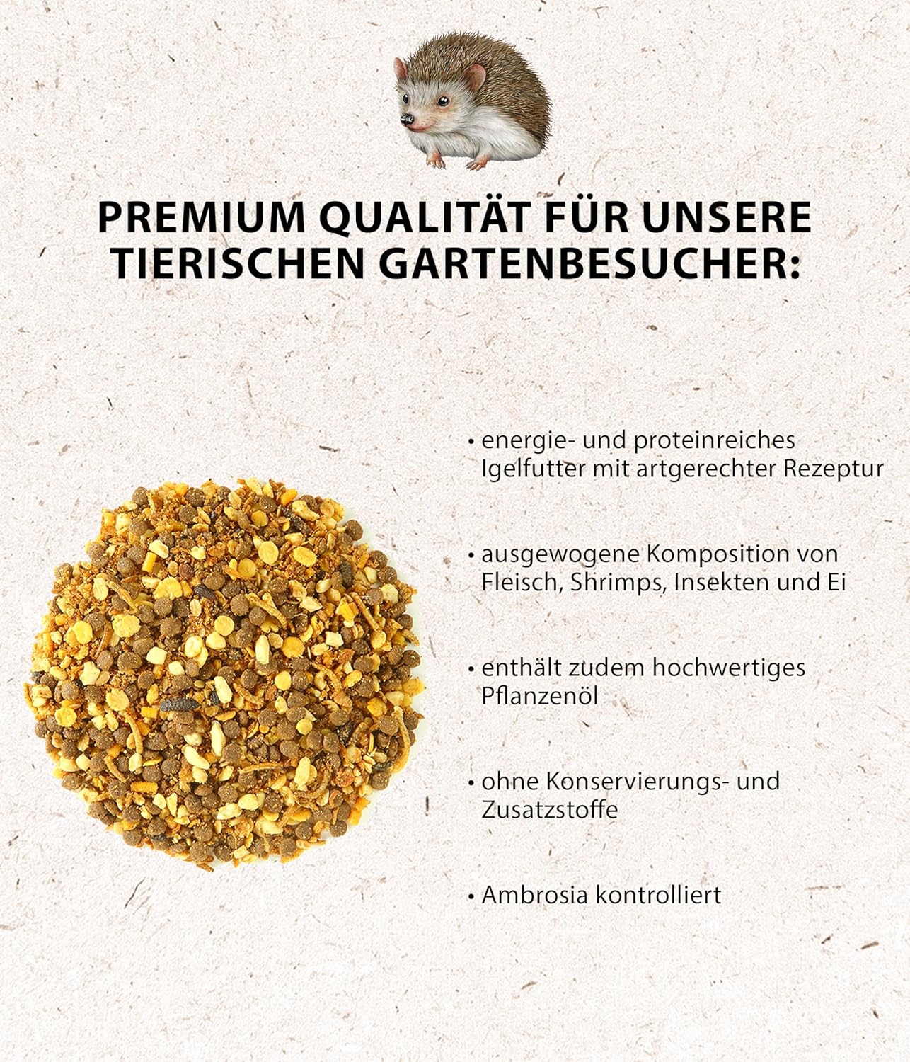 Detalle 2 de Dehner Natura Igelfutter – Alleinfutter für Igel, artgerechte Ernährung, 1,5 kg