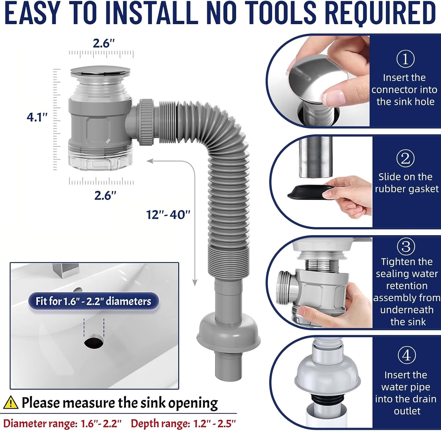 Detalle 1 de Bathroom Sink Drain Kit for 1-1/4-inch and 1-1/2-inch Drains