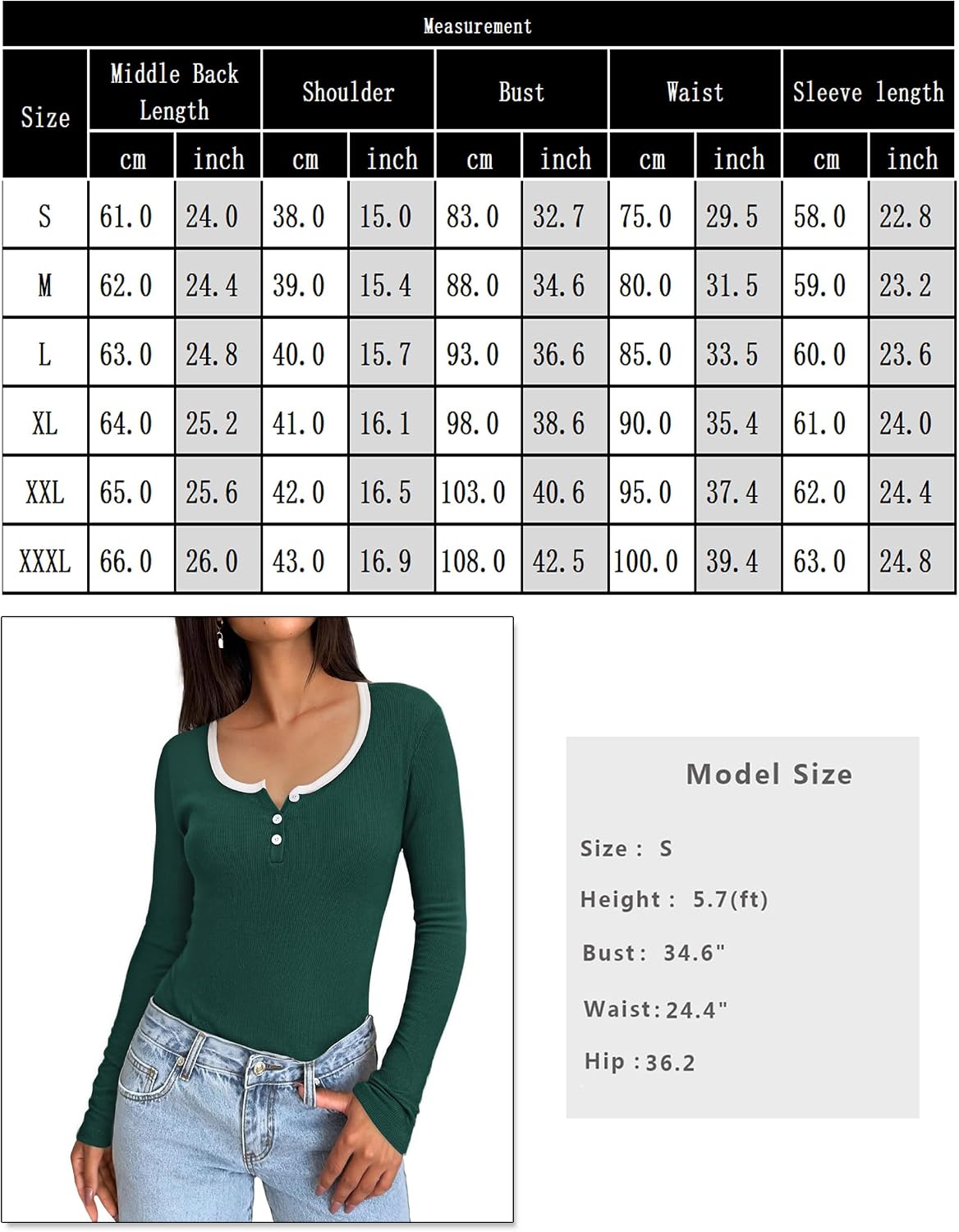 Thumbnail 6 de Wayleb Maglia Donna Manica Lunga Girocollo con Bottoni — Slim Fit in Tessuto Ribbed