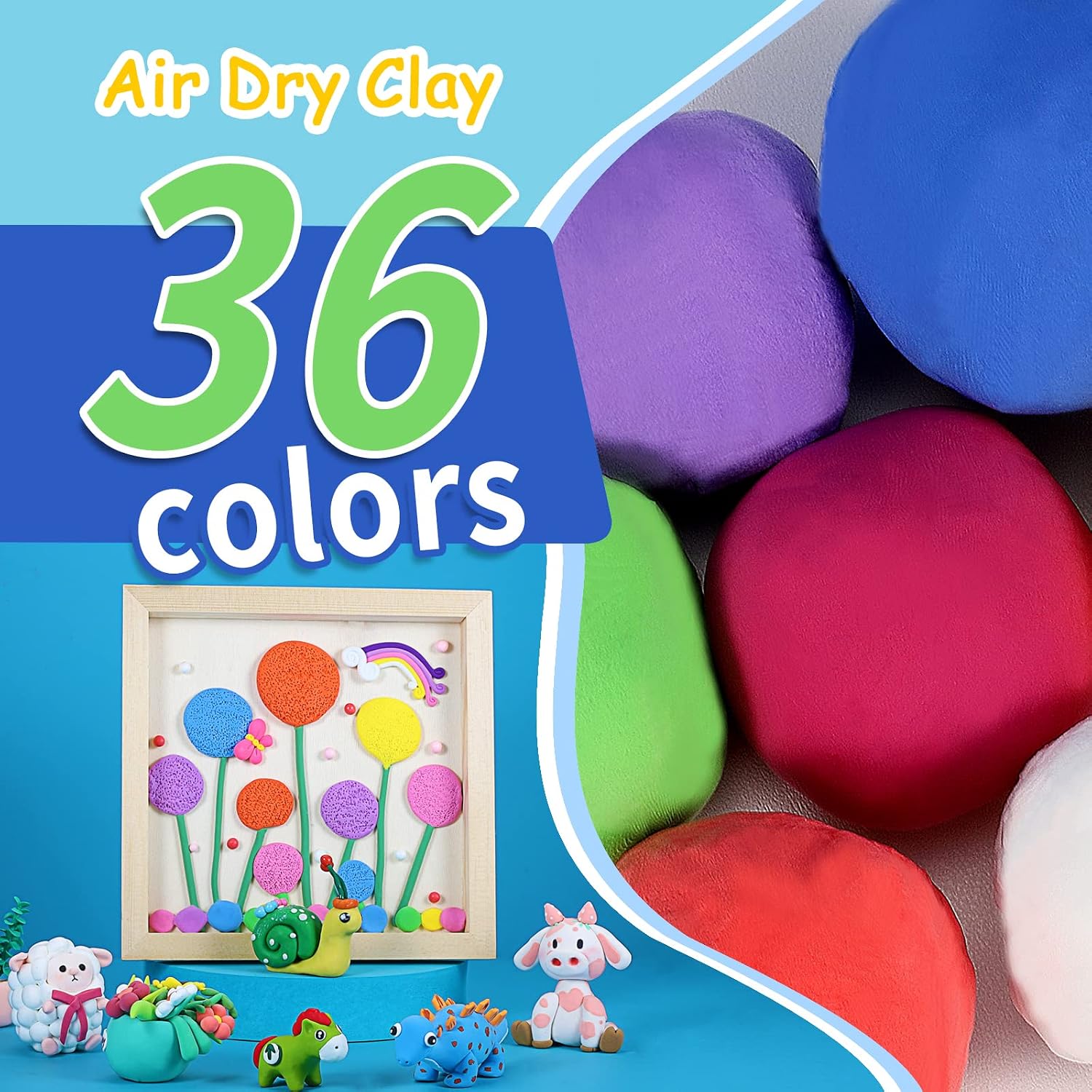 Detalle de QMAY Air Dry Clay: 36 Colours Ultra Light Magic Clay for Kids