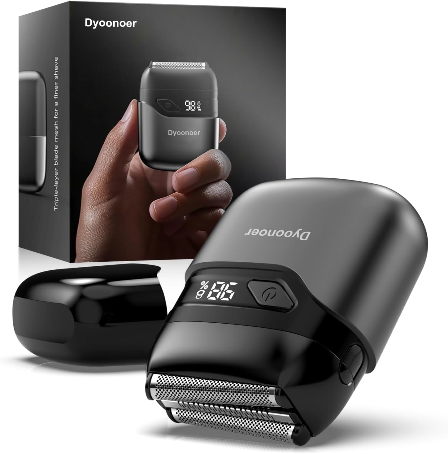 Detalle de SHOXTR Folienrasierer Herren mit LED-Display, IPX7, USB-C 90 Min Laufzeit – Eisengrau